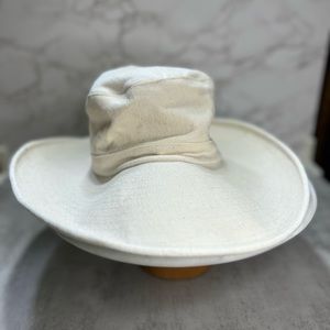 Vintage Orvis Sun Hat One Size Cream Canvas 54-57cm Green Undervisor Wide Brim